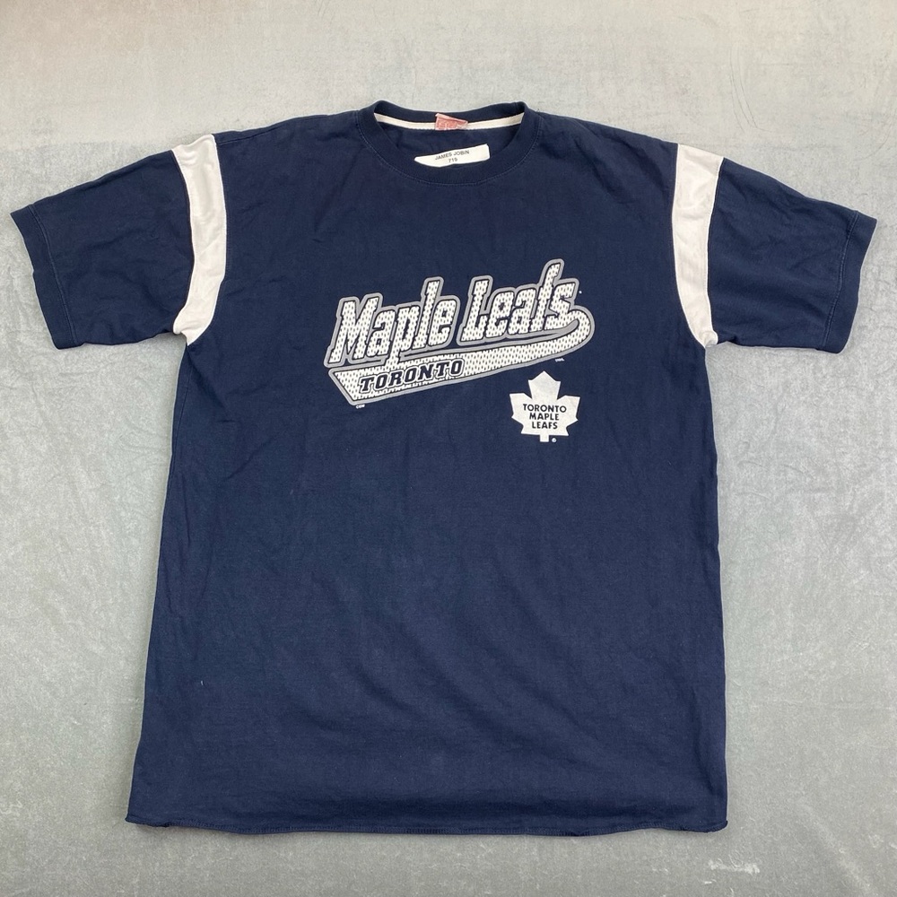 VTG Toronto Maple Leafs‎ Graphic T Shirt Navy NHL Hockey Mens Large